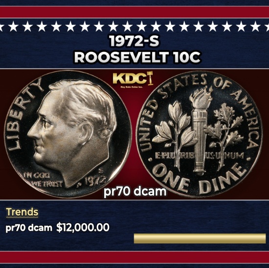 1972-s Proof Roosevelt Dime 10c pr70 dcam SEGS