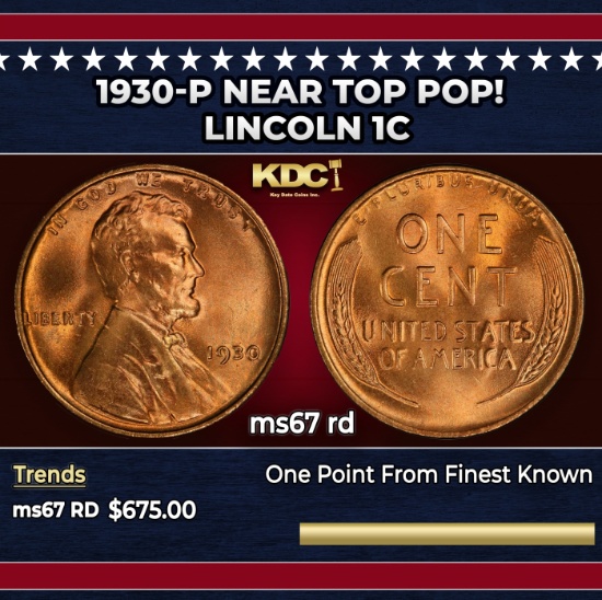 1930-p Lincoln Cent Near Top Pop! 1c ms67 rd SEGS