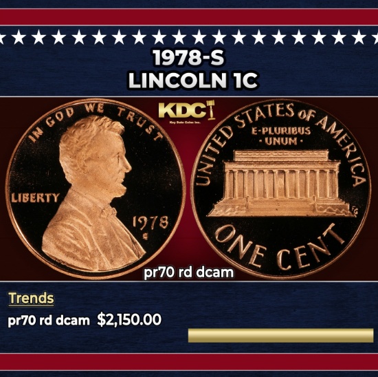 1978-s Proof Lincoln Cent 1c pr70 rd dcam SEGS