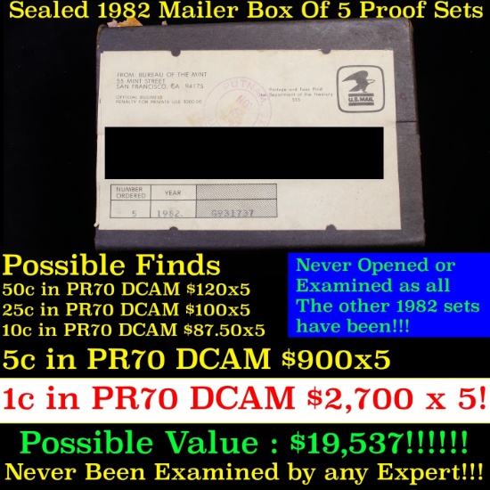 Original sealed box 5- 1982 United States Mint Proof Sets