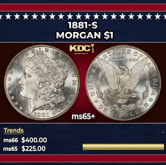 1881-s Morgan Dollar $1 Grades ms65+