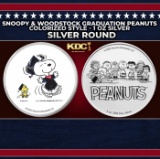 Snoopy & Woodstock Graduation Peanuts Colorized Style - 1 oz Silver Round Round