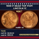 1909-p Lincoln Cent Near Top Pop! 1c ms66+ rd SEGS