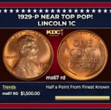 1929-p Lincoln Cent Near Top Pop! 1c ms67 rd SEGS
