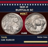 1921-p Buffalo Nickel 5c ms66 SEGS