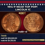 1914-p Lincoln Cent Near Top Pop! 1c ms66+ rd SEGS