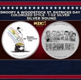Snoopy & Woodstock St. Patricks Day Colorized Style - 1 oz Silver Round Round