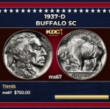 1937-d Buffalo Nickel 5c ms67 SEGS