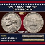 1978-p Jefferson Nickel Near Top Pop 5c ms66+ 5fs SEGS