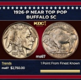 1926-p Buffalo Nickel Near Top Pop 5c ms67 SEGS