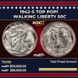 1942-s Walking Liberty Half Dollar TOP POP! 50c ms67+ SEGS