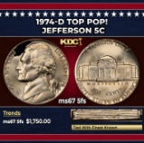 1974-d Jefferson Nickel TOP POP! 5c ms67 5fs SEGS