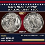 1937-s Walking Liberty Half Dollar Near Top Pop 50c ms66+ SEGS