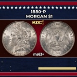 1880-p Morgan Dollar $1 Grades ms63+