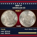 1891-p Morgan Dollar $1 Grades ms62