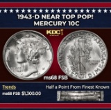 1943-d Mercury Dime Near Top Pop! 10c ms68 FSB SEGS
