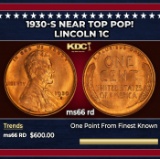 1930-s Lincoln Cent Near Top Pop! 1c Grades ms66 rd