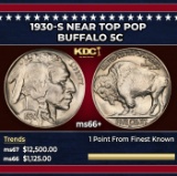 1930-s Buffalo Nickel Near Top Pop 5c ms66+ SEGS