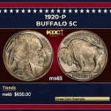 1920-p Buffalo Nickel 5c Grades ms65