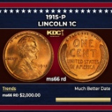1915-p Lincoln Cent 1c ms66 rd SEGS