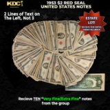 10x 1953 $2 Red Seal United States Note Grades VF/XF