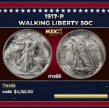 1917-p Walking Liberty Half Dollar 50c ms66 SEGS