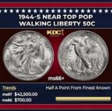 1944-s Walking Liberty Half Dollar Near Top Pop 50c ms66+ SEGS