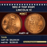 1912-p Lincoln Cent TOP POP! 1c ms67+ rd SEGS