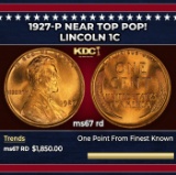 1927-p Lincoln Cent Near Top Pop! 1c ms67 rd SEGS