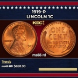 1919-p Lincoln Cent 1c Grades ms66 rd