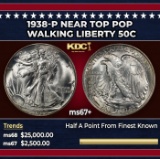 1938-p Walking Liberty Half Dollar Near Top Pop 50c ms67+ SEGS