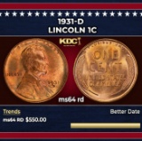 1931-d Lincoln Cent 1c Grades ms64 rd