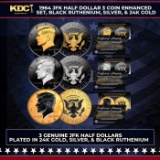 1964 JFK Half Dollar 3 Coin Enhanced Set, Black Ruthenium, Silver, & 24K Gold Other Toy