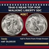 1946-s Walking Liberty Half Dollar Near Top Pop 50c ms67 SEGS