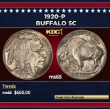 1920-p Buffalo Nickel 5c Grades ms65