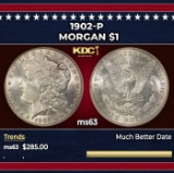 1902-p Morgan Dollar $1 Grades ms63