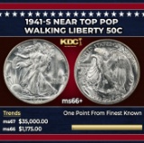 1941-s Walking Liberty Half Dollar Near Top Pop 50c ms66+ SEGS