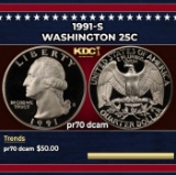 1991-s Proof Washington Quarter 25c pr70 dcam SEGS
