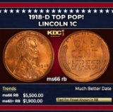 1918-d Lincoln Cent TOP POP! 1c ms66 rb SEGS