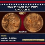 1925-p Lincoln Cent Near Top Pop! 1c ms67 rd SEGS