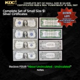 COMPLETE Set of Small Size $1  Silver Certificates 1928 & 1934 