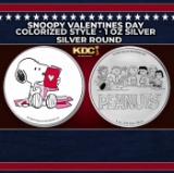 Snoopy Valentines Day Colorized Style - 1 oz Silver Round Round