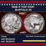 1928-p Buffalo Nickel TOP POP! 5c ms67+ SEGS