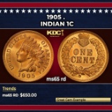 1905 Indian Cent . 1c Grades ms65 rd