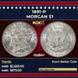 1891-p Morgan Dollar $1 ms64+ SEGS