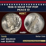 1926-d Peace Dollar Near Top Pop $1 ms66+ SEGS