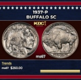 1937-p Buffalo Nickel 5c ms67 SEGS