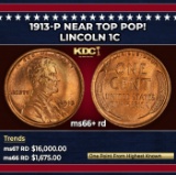 1913-p Lincoln Cent Near Top Pop! 1c ms66+ rd SEGS