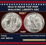 1942-d Walking Liberty Half Dollar Near Top Pop 50c ms67 SEGS
