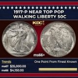 1917-p Walking Liberty Half Dollar Near Top Pop 50c ms66+ SEGS